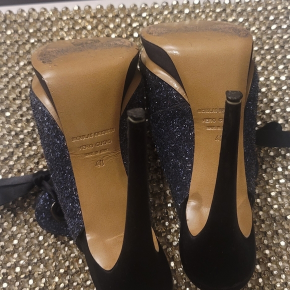 Nicholas Kirkwood Blue Sparkle Pump w/ Satin Bow - Picture 2 of 2